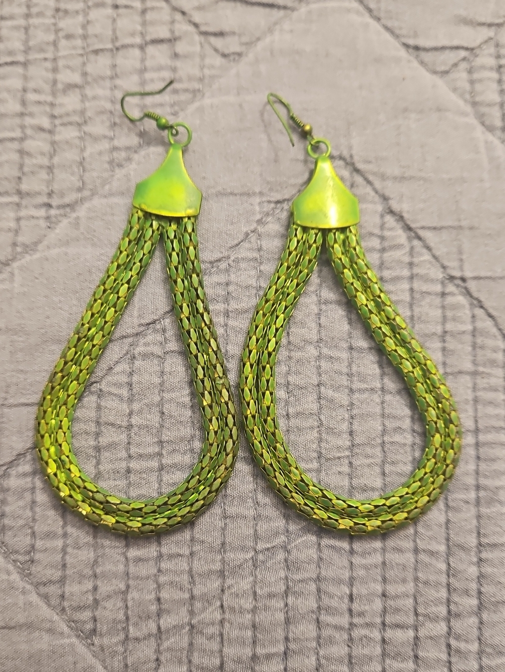 5 For $15. Green Teardrop Braided Loop Earrings .